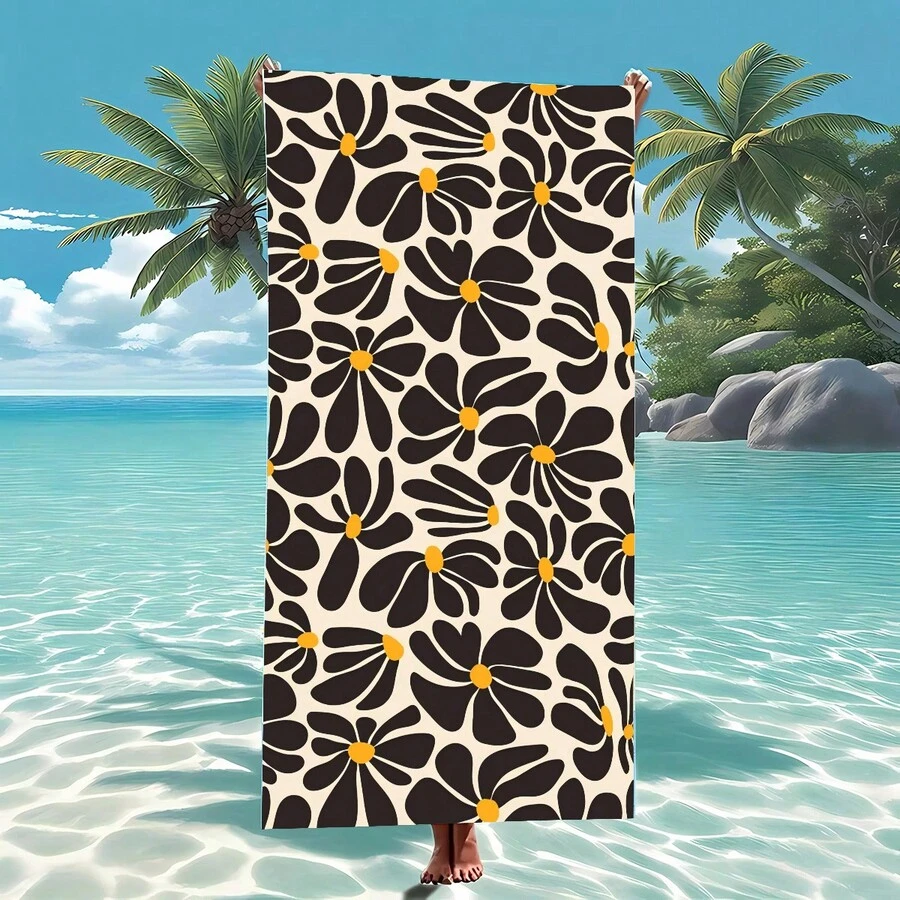 1pc Bohemian Floral Beach Towel, Super Soft Fiber Extra Large Beach Blanket, Highly Absorbent Bath Towel, Suitable For Travel, Swimming Pool, Snorkeling, Surfing, Yoga, Camping, Available In Adult And Children Sizes, Beach Accessory Beach Essentials - Multicolor - View 1