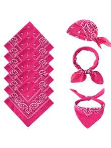 1pc Unisex Cashew Print 21.65" X 21.65" Bandana, Versatile For Outdoor Cycling, Neck Warmer, Headwrap For Dress - Hot Pink - View 1