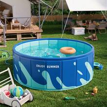 1pc Large Inflatable Round Swimming Pool, Portable Home Use Pool, Easy Setup No Installation Required, Suitable For Yard, Lawn, Terrace Leisure Swimming In Summer - Blue - View 8