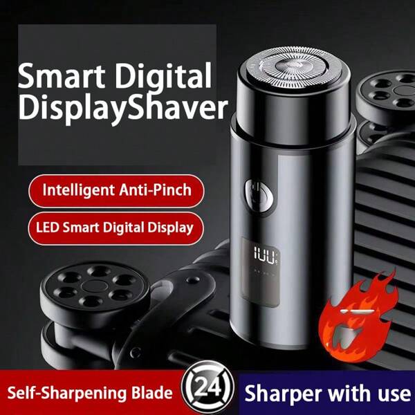 Rechargeable Electric Mini Smart Display Shaver, Waterproof Full Body Wash, Travel Car Portable Men Razor, Stainless Steel Blades, Dry & Wet Use, Low Noise, Suitable For Home & Salon