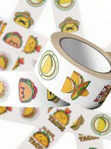 500 Sheets/Roll, Adhesive Tape, Hot Cartoon, Mexican Food, Hand Account Material, Decorative Letter, Sealing School Supplies,Back To School
