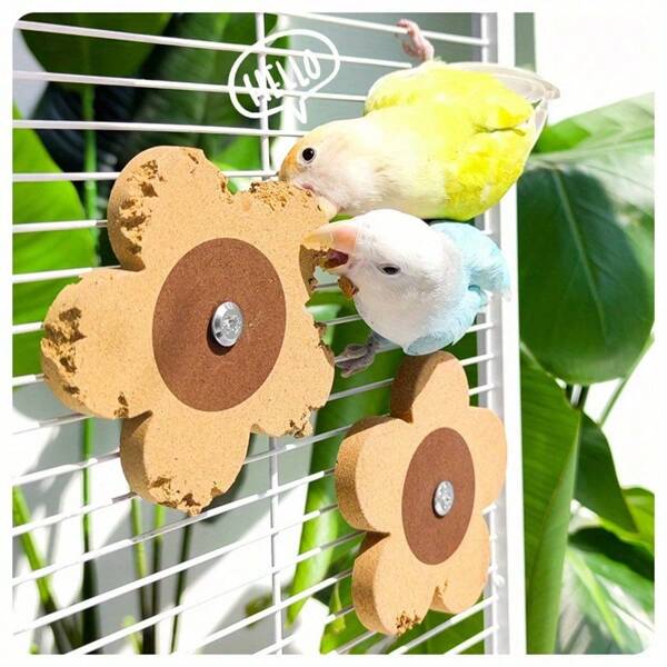 Parrot Chewing Toy, Soft Wood Teether, Rotating Entertainment Toy With Peony Pattern