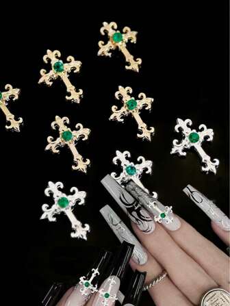 A Box Of 30 Punk-Style Cross-Shaped Nail Decorations With Japanese And Korean Aesthetics, Essential For Elegant Girls. Ideal For Professional Nail Salons And Everyday Use At Home. Nail Supplies Nails Nail Charms Nail Gems