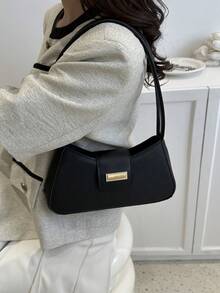 时尚腋下包 小众托特包、通勤包、法棍包、百搭单肩包 - 黑色 - 查看 2