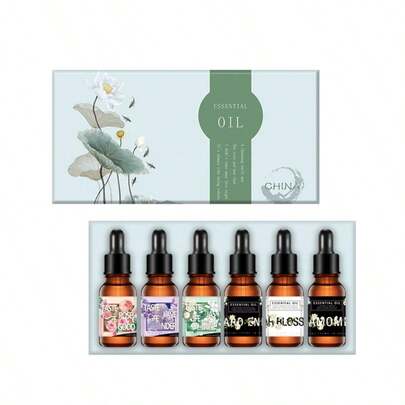 Set de 6 aceites esenciales aromáticos (Lirio, Flor de Cerezo, Carillón Azul, Fresia, Lavanda, Flor de Pera, Gardenia/Manzanilla) Difusor de aceites esenciales para humidificar y esparcir fragancias, caja de set de aceite esencial individual.