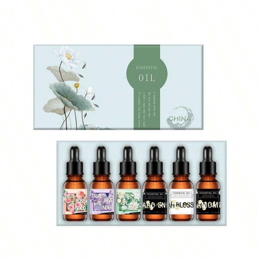 Bộ 6 loại tinh dầu thơm (Hoa loa kèn, Hoa anh đào, Chuông gió xanh, Fresia, Hoa oải hương, Hoa lê, Hoa dành dành/Hoa cúc) Máy tạo độ ẩm tinh dầu thơm, Hộp đựng tinh dầu đơn. - đa hương vị - Xem 1