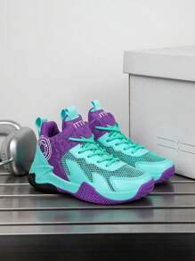 1 Pair Children's Outdoor Basketball Shoes, Casual Sneakers, Non-Slip, Comfortable, Fashion, Breathable Mesh