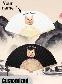Customized Pet Photo And Name LOGO White Wedding Fan,Classic DIY Fan,Ornamental High-Quality Custom,Personalized,Stylish, Exquisite Custom, Personalized, Unique Ideal Gifts, ,Colorful,Cute,Adorable,Funny,Kawaii,Y2K,Stylish,Unisex,Casual,Custom,Personalized,Unique,Customized,Ideal Gifts For Him,Ideal Gifts For Her,Her,Boyfriend,Girlfriend,Family,Friends Back To School
