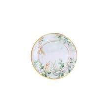 10/20/50pcs,Gold Rim Watercolor Eucalyptus Disposable Tableware, Green Leaf Gold Foil Print 7inch & 9inch Paper Plates,9oz Cups And Napkins,Elegant Green Eucalyptus Floral Plates For Wedding Bridal Shower Garden BabyShower Party Supplies - Multicolor - View 10