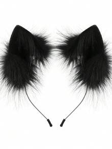 Handmade Faux Fur Animal Ears Headband Furry Cat Fox Ear Hairhoop Headwear Costume Accessory For Cosplay Masquerade