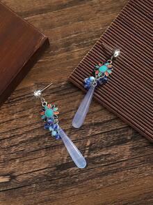 1 对波西米亚手工串珠创意时尚百搭耳环，适合女性日常和派对佩戴