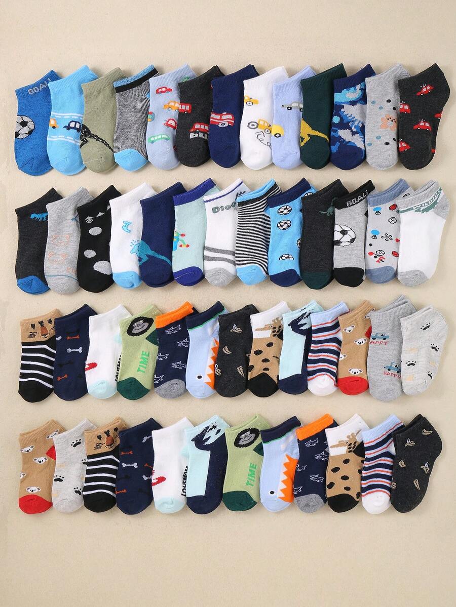 12-Pair Assorted Boys' Socks Random Car/Basketball/Animal Cartoons | Ultra-Soft, Comfortable And | Perfect For School, Birthdays And Family Trips