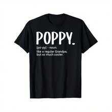 Camiseta de Amapola para Hombres, idea de regalo del Día del Padre. Cómoda camiseta informal de abuelo Poppy. Perfecta para uso casual. Idea de regalo para Navidad y Acción de Gracias. Moda para hombres, camiseta de cuello redondo de algodón de 180g con estampado, para uso diario - Negro - Ver 1