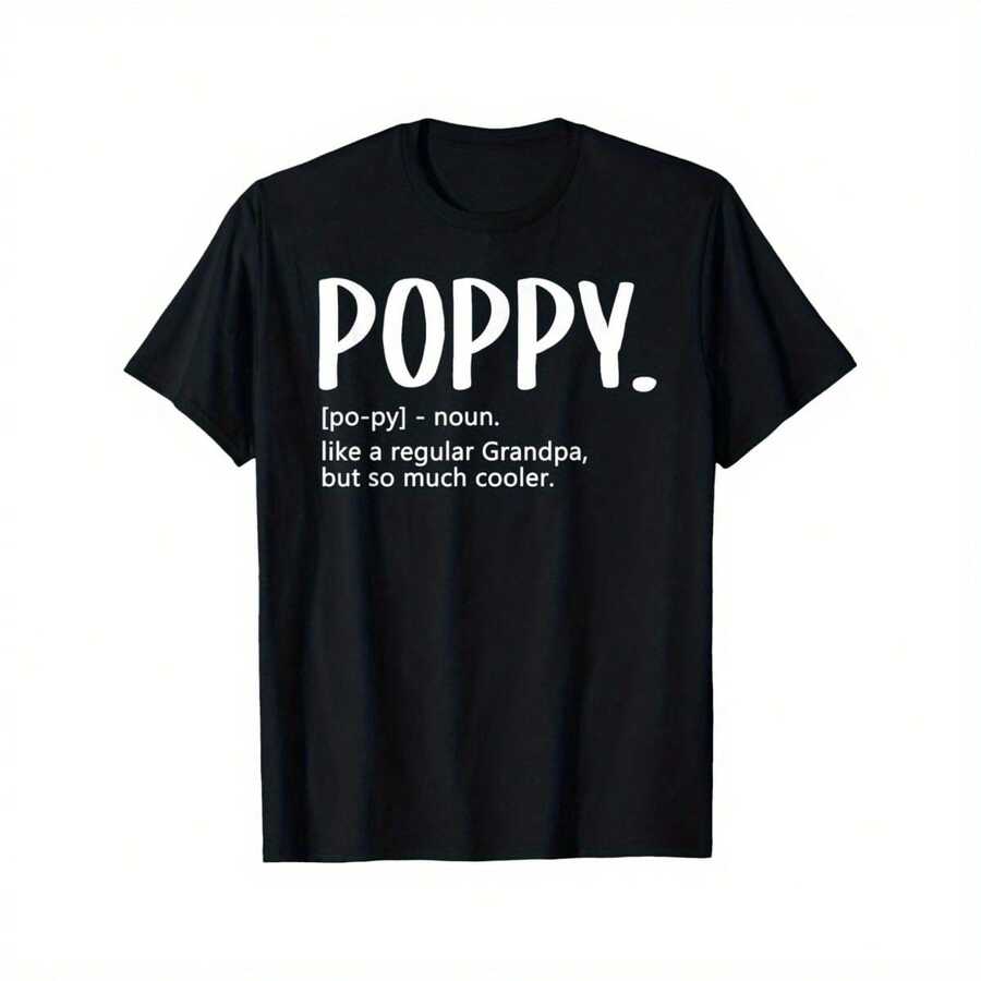 Camiseta de Amapola para Hombres, idea de regalo del Día del Padre. Cómoda camiseta informal de abuelo Poppy. Perfecta para uso casual. Idea de regalo para Navidad y Acción de Gracias. Moda para hombres, camiseta de cuello redondo de algodón de 180g con estampado, para uso diario - Negro - Ver 1