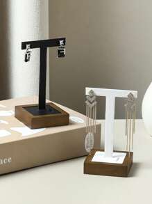 1pc Walnut Wood Earring Display Rack, Jewelry Storage Organizer & Photo Prop For Women Storage Organizer Travel Essentials Back To School Dormitory Storage Fall Decor