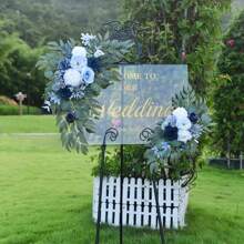 Lingqing Decoration 2pcs, Purple Artificial Flower, Wedding Welcome Arch Decor Flower, Wedding Reception Ceremony Signs, Aesthetic Room Decor, Home Decor