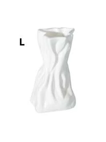 1pc Lightweight Ceramic-Look Plastic Vase - Asymmetric Design White Vase, Suitable For Home And Cafe Decor, Bedroom Modern White Vase, Easy-Clean Surface Ideal For Displaying Dried Flowers, Fresh Flowers Or Artistic Floral Arrangements, Desktop Decor, Boho Chic Home Decor, Home Office Decor, Holiday Decor Gift, Birthday Graduation