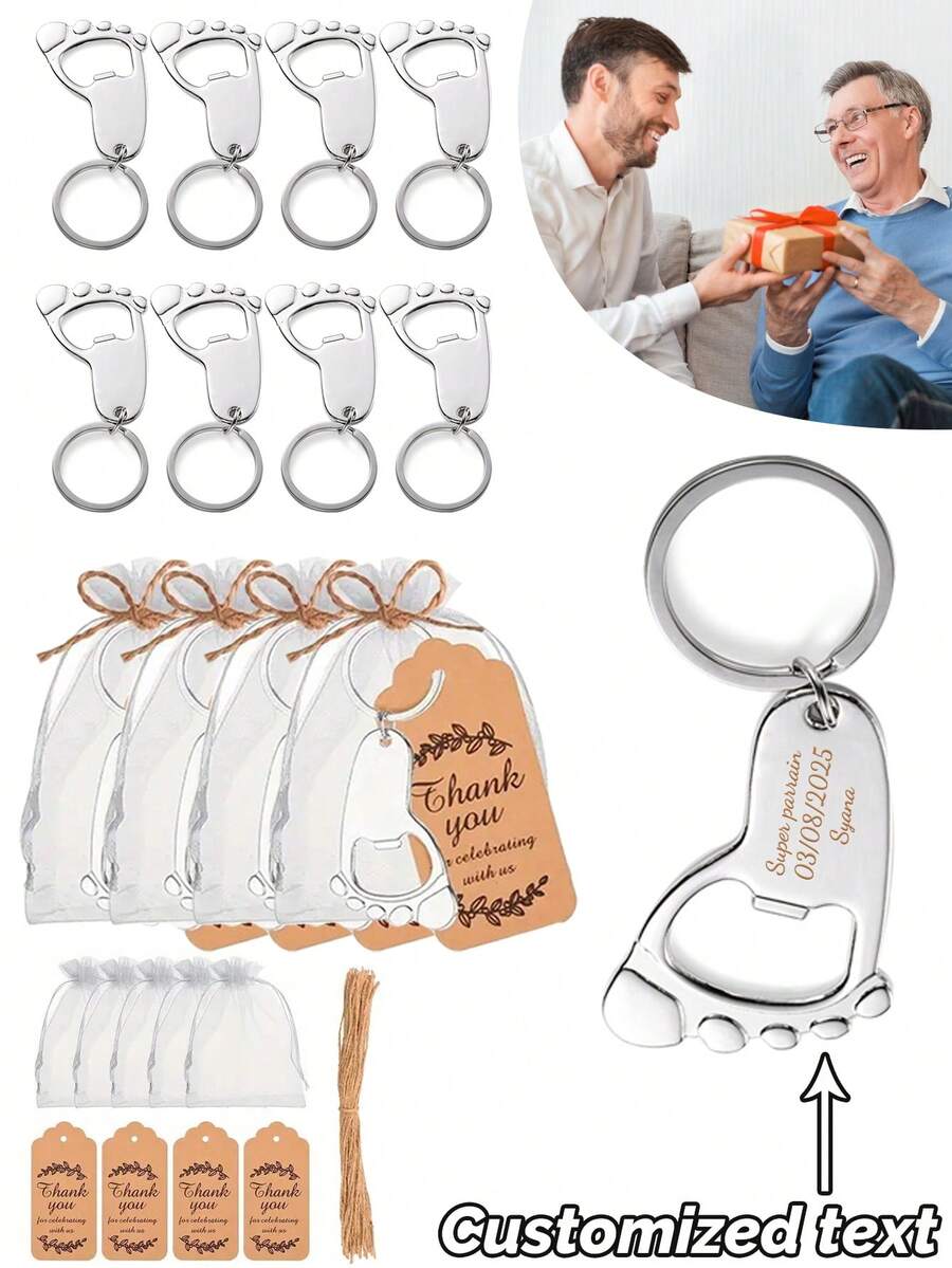 1/5/10 szt. Dostosowywalny przenośny metalowy brelok z nadrukiem stopy, kreatywny prezent odpowiedni dla przyjaciół, rodziny, chłopaka/dziewczyny, wydarzeń firmowych, przyjęć, świąt, pamiątek, trwały - Wielokolorowe - Zobacz 1