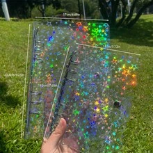 A5 A6 Colorful Star Transparent Colorful Binder Folder That Can Change Color With Light DIY Photo Album Business Card Storage Bag Postcard Storage Folder, School Supplies,Back To School - Multicolor - View 9