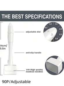 Microneedle Stamp - Microneedle Stamp For Hair, Face, Scalp, Beard - Home Microneedle Stamp - Unisex Microneedle Stamp, Titanium Microneedle Roller - Stamp Alternative - Microneedle Skincare Tool - Unisex Microneedle Roller (White) - Light Grey - View 8