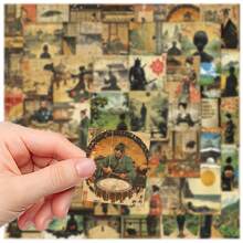 50pcs/Pack Japanese Ukiyo-E Retro Romantic Aesthetic Sticker, Cute Cartoon Interesting Aesthetic Label Stickers For Scrapbook, Self-Adhesive Seal Stationery, Card, Envelope, Guitar, Holiday Gift, Teenage Party, Reward & Motivation, Winter New Year