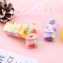 1 pieza Borradores con diseño de frutas, borradores suaves con temática de frutas, borradores mini lindos con patrones, borrables para marcas de lápiz, adecuados para útiles escolares y regalos navideños (color y estilo aleatorios), útiles escolares, de vuelta a clases