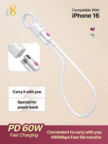 Porte-clés USB-C D8, câble de données USB (25 cm, 60 W/3 A), câble de charge USB-C court, câble de charge rapide de type C, accessoires pour téléphones, câbles USB compatibles avec iPhone 16 / iPhone 16 Pro / 16 Pro Max / 15 / 15 Pro Max / 13 / 15 Pro / Air 2023 / Pro 2023, Air 5, Galaxy Pixel 2 / 2 XL / 3 / 3 XL / 3a / 3a XL / 4 / 4 XL / 5 / 6 / 6a / 7, Air / Pro, Pro, Air 4, Mini 6 - Porte-clés rose + rose - Voir 2