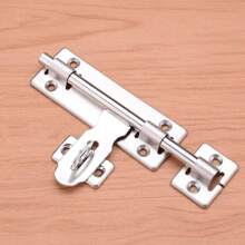 4" Slide Door Bolt Lock, Stainless Steel Burglar-Proof Door Latch, Wooden Door Lock Hasp, Thickened Double-Direction Door Latch Lock Set With Padlock Suitable For Wooden Doors And Windows, Ensuring Privacy And Security