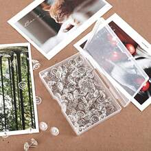 Clear Thumb Tacks For Wall Hangings Plastic Clear Push Pins 150 Count For Cork Board Flat Head Thumb Tacks For Bulletin Board Posters Photos Postcards Maps Office Home Decorative 150 XBH - Clear - View 6