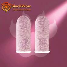 Rękawice BlackWow Couple Game Finger Sleeve - odporne na pot rękawiczki do ekranów dotykowych, odpowiednie do gier na smartfonach, z uroczym wzorem łapy kota, ergonomiczny uchwyt kciuka dla graczy, rękawiczki do gier, akcesoria do gier mobilnych, projekt knebla, elastyczne rękawy na palce - Różowy - Zobacz 12