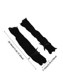 半双装女士时尚蕾丝荷叶边洛丽塔蕾丝手套，黑白网纱蝴蝶结袖套，露指手套，薄网纱防晒袖套，角色扮演配饰