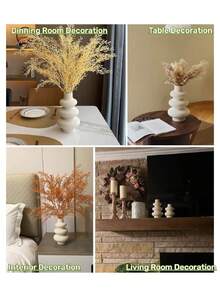 1 Stück nordischer Keramikvase mit Kreismuster für Heimdekoration, kreative Dekoration für Wohnzimmer, Fernsehtisch, Veranda, Blumenarrangements, Geburtstags- oder Abschlussgeschenk, weiße kürbisförmige Vase, boho-feministische minimalistische Dekoration, moderne nordische Vase geeignet für Wohnzimmer, Büro, Bücherregal, Feiertags- oder Geburtstagsdekorationen - Verschiedenfarbig - Übersicht 10