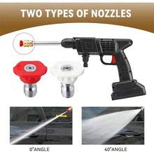 1 juego de pistola de agua limpia de alta presión de 24v, con dos aspersores diferentes, alta potencia, adecuada para la limpieza al aire libre, limpieza de automóviles, etc. - Gris Claro - Ver 3
