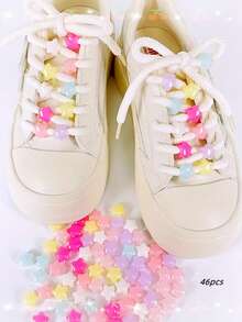46 piezas de Joyería DIY con cuentas de perlas, accesorios en forma de estrella de cinco puntas de color gelatina para zapatos blancos, zapatos deportivos y casuales, hebillas para cordones - Multicolor - Ver 8