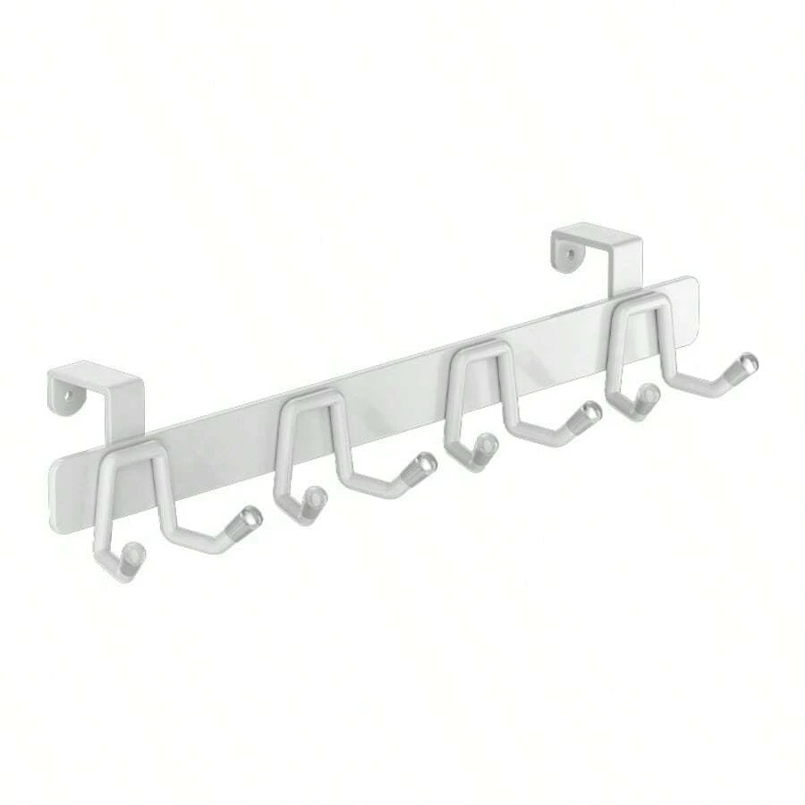 1pc Cabinet Door Hook, No Drill Kitchen Hanging Hook, Black/White Metal Door Mounted Organizer For Utensils, Ladle, Shovel, Simple Design, Suitable For Spring/Summer