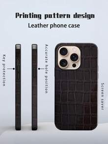 1pc Crocodile Pattern Leather Shockproof Phone Case With Rotating Sound Design, Compatible With IPhone Waterproof Anti-Fall Scratch Resistant - Dark Brown - View 7