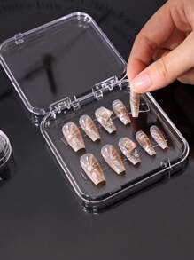 Caixa de armazenamento para armadura de 1/4 peças, caixa de joias com tampa articulada, caixa transparente para nail art, prateleira feita à mão, caixa de exposição de mesa, caixa de embalagem para produto acabado