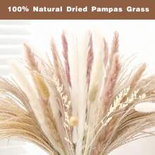 86 Dried Pampas Decorative - Dried Boho Bouquet Fluffy Rabbit Tail Grass Tall Reed Natural Decoration Suitable For Wedding Home Dining Table Country Farmhouse Party Decoration Mother's Day Gift Easter Decoration