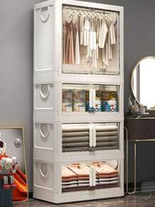 5/4/3/2/1 Layer No-Assembly Baby Wardrobe Folding Storage Cabinet, Household Snack Organizer Box, Multi-Layer Children Closet
