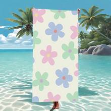 1 件超大号沙滩巾，超大尺寸，超强吸水，沙滩毯，超柔软超细纤维，夏季必备，防风，防紫外线，海滩，派对，旅行期间干燥，露营，沙滩配件，度假礼物沙滩必需品 - 薄荷綠 - 查看 2