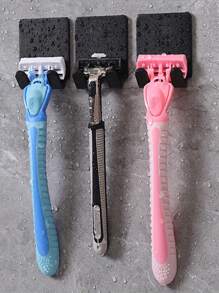 Self-Adhesive Razor Stand With Towel Hook, Suitable For Bathroom Organization, No Drilling Required