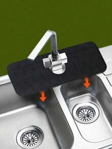 1 Pc, Multi-Functional Silicone Faucet Draining Pad, Sink Draining Pad, Splash-Proof, Bathroom And Kitchen Washbasin Bottom Waterproof Pad - Multicolor - View 8