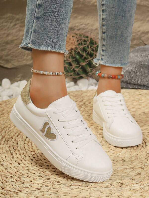 1 Pair Women's Lace-Up Flat Outdoor Sports Running Shoes, Breathable Casual Low-Top Lightweight Athletic Sneakers