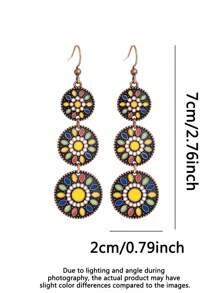 TopHanqi Conjunto de 3 pares de brincos vintage estilo boho com pingente de gota de óleo para mulheres, brincos com pingente geométrico multicolorido, versáteis para uso diário, praia, viagem, encontro, presente, todas as estações