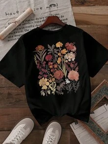 女士休闲短袖圆领大码 T 恤