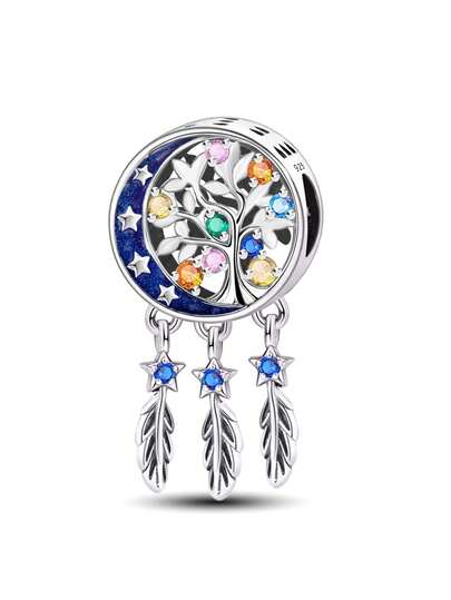 1件装时尚生命树捕梦网串珠吊坠，适合女士手链、手镯DIY饰品制作及日常配饰装饰，适合女孩佩戴