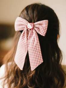 Sanrio 1pc Sanrio Bow Hairpin, With Cute Cartoon Decoration, Girls' Big Bow Hairpin, Ponytail With Big Hairpin Accessories, Small Crocodile Hairpin Hair Accessories Cute Ponytail Clip, Women's Hair Accessories Cute Oversized Long Tail Hairpin Metal Clip First Choice For Gifts, Accessories For Girls At The Beach., Flat Claw Clip, Claw Clips, Clips For Hair, Hair Slide, Hair Claws
