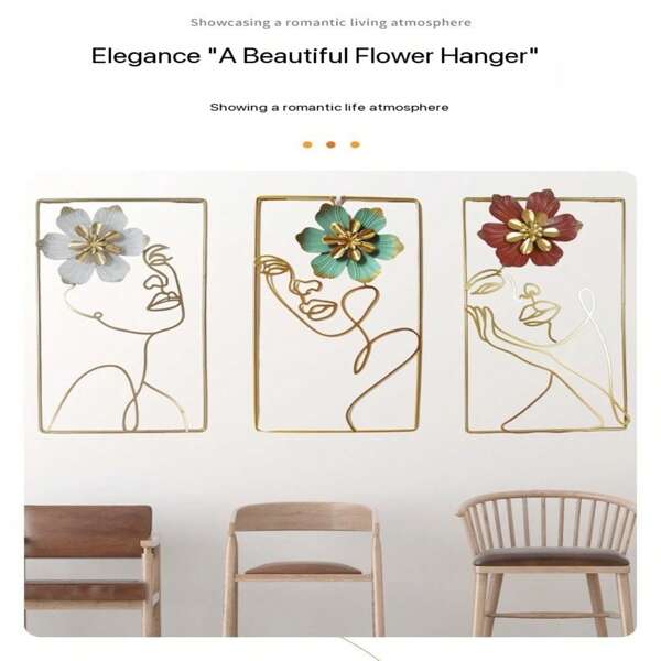 Abstract Metal Female Figure Painting Frame, Nordic Style Living Room Bedroom Decorative Minimalist Wall Art With Female Silhouette Line