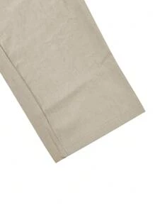 2pcs/Set Men's Linen Outfit, Plain Single-Breasted Short Sleeve Shirt & Trousers, Casual Light Weight Summer Linen Wear For Men, Cozy Outfits