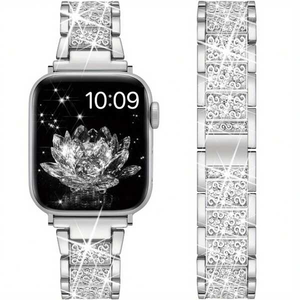 Compatible With Apple Watch Band 38mm 40mm 41mm 42mm 44mm 45mm 46mm 49mm, Fashion Apple Watch Band Shiny Zirconia Bracelet For Apple Watch Ultra 2/1 Series 10 9 8 7 6 5 4 3 2 1 SE - Womens Apple Watch Band (Watch Not Included)